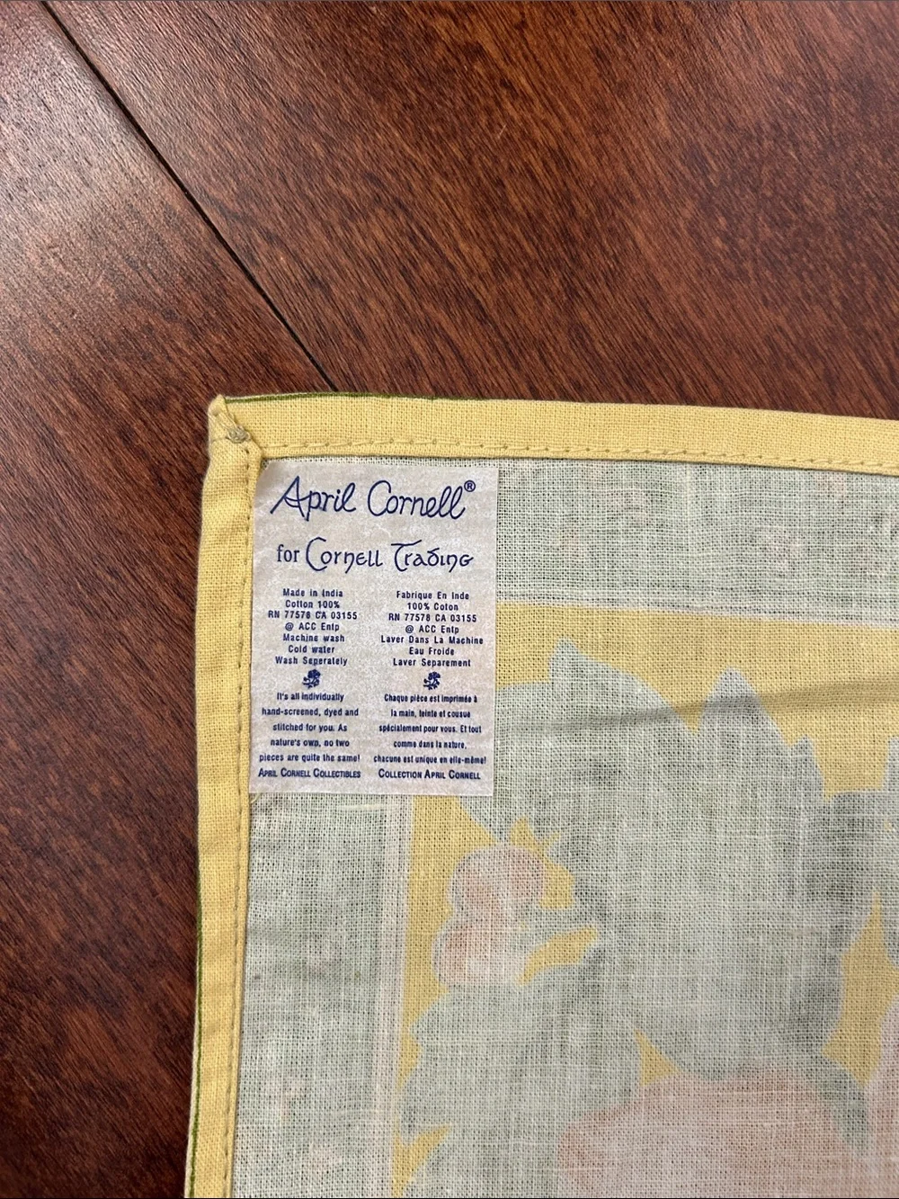 April Cornell Floral Cotton Napkins in Yellow & Green - Set of 6